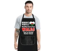 MYSOMY Welsh Kitchen Apron - Red Dragon Apron with Wales Themed Design - Chef Aprons with Welsh Flag Pattern (RedWales uk)