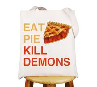 MYSOMY Winchester TV Show Tote Bag Eat Pie Kill Demons Gifts Demon Hunters And Pie Lovers Tote Bag (EAT PIE KILL DEMONS)