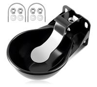 Mysora 2.5 L Automatic Livestock Waterer, Heavy Cast Iron Push-Paddle Water Trough, Black Stainless Steel Livestock Water Bowl for Horse Cattle Goat Pig 11.8 x 9.06 x 3.94 Inch