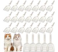 Mysora 24 Pieces Litter Scoop Bulk for Cats Plastic Pet Kitty Litter Scooper Durable Deep Shovel for Pet Stores Veterinary Clinic, Long Handle White