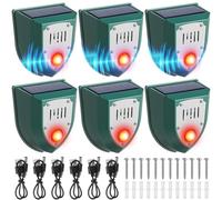 Mysora 6 Pack Solar Outdoor Motion Sensor Alarm Detector 129db Loud Sound Noise Maker & Strobe Light Ultrasonic Animal Repellent Squirrel Raccoon Skunk Rodent Dog Cat Deterrent for Home Farm Yard