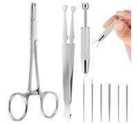Mysora 9pcs Kit Stainless Steel Piercing Ball Grabber Tools/ 3mm Piercing Ball Screw Removal Tool/Reusable Bead Clamping Assistant Tool for Changing Jewelry&14g 16g 18g Piercings Taper Stretching Kit