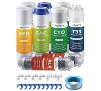 Mysora F9K NSF Certified 1-Year Reverse Osmosis Water Filter Replacement Set Compatible with iSpring RCC7AK, 9-Count for 6-Stage RO System with Alkaline Remineralization Filter, Without RO Membrane