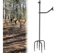 Mysora Trail Camera Mount with Solar Panel Holder, 360° Adjustable Game Camera Mount Ground Stand with 1/4" 20 Thread Connection, 5 Prongs Base Adjustable Height Mounting T Post for Outdoor Hunting