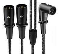 MysRuida 1.64ft XLR 3-Pin Splitter Cable, 1 to 2 MIC Adapter, 90 Degree Male to Dual Male Microphone Audio Cable for MIC Mixer, Recording Studio, Podcast, Speaker, Amplifier, PA DAC Mixing Console