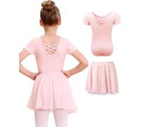 MYSSUCI Ballet Dress for Girls Ballet Dance Leotard with Removeable Skirt Shiny Dance Costumes Kids Ballet Outfit for 3-11 Years (Pink, 130)