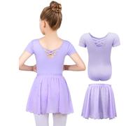 MYSSUCI Ballet Dress for Girls Ballet Dance Leotard with Removeable Skirt Shiny Dance Costumes Kids Ballet Outfit for 3-11 Years (Purple, 140)