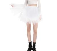 MYSSUCI Tutu Skirts for Women Elastic Multi-Layered Tulle Tutu Skirt for Dress-up Parties Dancing Halloween Carnival Party White