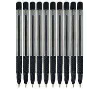 MyStar Ballpoint Pens, BLACK, Medium Point (1.0mm), Pack of 20, Soft Rubber Grip, Smooth Ball Pens, Perfect for School Office Home Business Hospital Use, iZOFAX