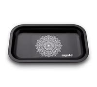 MYSTE MANDALA Metal Rolling Tray Large 27 cm x 16 cm, Premium with Rounded Edges, Black