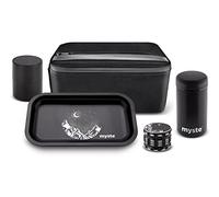 MYSTE XXXL Stash Box with Accessories, Big Grinder 63 mm, 500ml Glass Jar, Smell Proof Combo Set, Stashbox Combo Kit Lockable Large Rolling Tray Set with Lock, with Herb Grinder