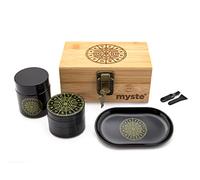MYSTE ZODIAC Stash Box with Accessories, Large Grinder 63 mm, Smell-Proof Set, Stashbox Combo Kit, Lockable, with Mill, Rolling Tray Set