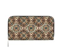Mystenox Abstract Modern Print Womens Wallet Coin Purse Brown Floral Flower RFID Blocking Handbag with Zipper Pocket Lightweight Travel Card Holder for Ladies