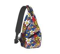 Mystenox Boho Floral Crossbody Bag Hippie Mandala Wild Flower Side Purse Multi-Pocket over Shoulder Bag Waterproof Nylon Handbag Small Cellphone Backpack Wallet for Women Casual Day Pack, Red