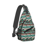 Mystenox Crossbody Phone Bag for Women Ladies Rustic Horse Mini Cross Body Shoulder Bag with Adjustable Straps Boho Aztec Native American Small Cellphone Bags Coin Purse Green Sling Bags