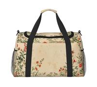 Mystenox Green Leaf Print Large Foldable Travel Duffle Bag Herbs Waterproof Holdall Luggage Bags with Shoe Compartment, Lightweight Weekend Overnight Sports Gym Bag for Men Women