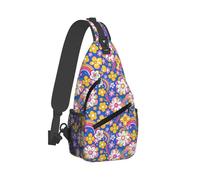 Mystenox Wild Flower Crossbody Bag for Women Hippie Daisy Fashion Waist Packs Pink Purple Large Capacity Shoulder Bag with Adjustable and Wide Strap Camera Phone Cross Body Bags