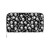 Mystenox Womens Wallet Gothic Goth Skull Soft Small Coin Purse Stylish Bone Black RFID Blocking Card Holder with Zipper Coin Pocket Lightweight Travel Clutch Bag Handbag for Ladies (Blue)