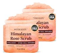 MYSTÉRE BEAUTÉ Himalayan Salt Body Scrub 12 oz each Twin Pack - with Collagen and Stem Cells - Exfoliating Salt Scrub for Cellulite - Deep Cleansing for Acne, Scars, Wrinkles - Moisturizes Skin