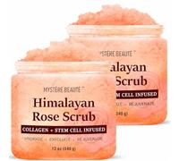 MYSTÉRE BEAUTÉ Himalayan Salt Body Scrub 12 oz each Twin Pack - with Collagen and Stem Cells - Exfoliating Salt Scrub for Cellulite - Deep Cleansing for Acne, Scars, Wrinkles - Moisturizes Skin