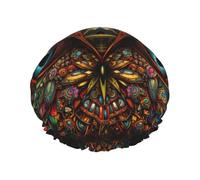 Mysterious and fantastical owl Reusable shower cap - double-layer waterproof, elastic, environmentally friendly daily use shower cap