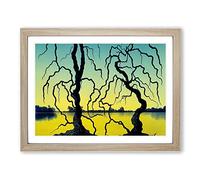 Mysterious Bare Trees H1022 Framed Print for Living Room Bedroom Home Office Décor, Wall Art Picture Ready to Hang, Oak A4 Frame (34 x 25 cm)