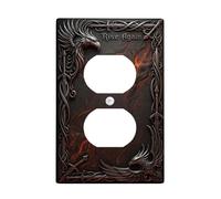 Mysterious Bird Duplex Outlet Covers Wall Plate, Fantasy Mythical Flame Symbols None Black Plastic Standard Size Wall Plates for Electrical Outlets for Home Living Room Bedroom Bathroom Decor