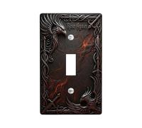 Mysterious Bird Single Light Switch Cover Plate, Fantasy Mythical Flame Symbols None Black Plastic Standard Size Switch Plate Decorative for Bedroom Bathroom Kitchen Entrance Decor (Single)