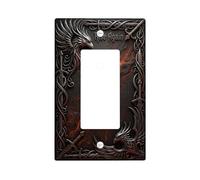 Mysterious Bird Single Rocker Light Switch Cover, Fantasy Mythical Flame Symbols None Black Plastic Standard Size Switch Plate Decorative for Living Room Bedroom Home Office Decor