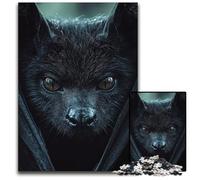 Mysterious Black Bat with Piercing Eyes Dark Winged Creature Nocturnal Animal Decor 1000 Pieces Puzzle Gifts Jigsaw Puzzles for Adults Gift for Men And Women Daily Special Occasion 1000 P