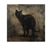 Mysterious Black Cat Amidst Shadows, A Glimpse of Feline Grace in The Dark Canvas Poster Wall Art Print Picture Paintings 20x20inch(50x50cm)