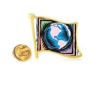 Mysterious Blue Earth Mexican Element Engraving Golden Metal Flag Lapel Pin Badge