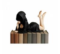 Mysterious Bookshelf Sculpture,Resin Death Black Robe Queen Bookshelf Figure Sitting Statue,Gothic Spooky Sculpture Desktop Figurine Ornament,For Garden,Bookshelf,Halloween (Model2)