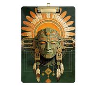 Mysterious Bronze Maya Mask one clipboard Transparent for Classroom Supplies for Teachers Elementary Size 9 x 12