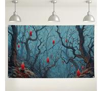 Mysterious Candle Forest Backdrop, Dark Enchanted Style Party Decorations, Spooky Halloween Photo Background for Events and Celebrations 71x43 Inch
