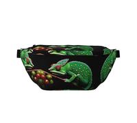 Mysterious Chameleon Large Crossbody Fanny Pack,Gifts For Enjoy Sports Festival Workout Traveling Running Casual, Black, One Size