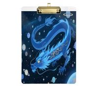 Mysterious Chinese Dragon in Blue aluiminum clipboard Hard Board for Clip Board Teacher Size 9 x 12