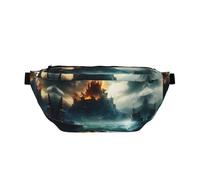Mysterious City In The Sea Large Crossbody Fanny Pack,Gifts For Enjoy Sports Festival Workout Traveling Running Casual, Black, One Size