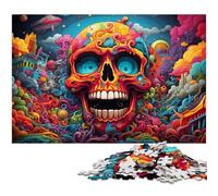 Mysterious Colorful Skull JigsawPuzzle 1000 Pieces for Adults Jigsaw Puzzles Perfect for Teenagers & Collectors, Ideal Home Decor & Travel Gift 26X38CM/10.23x14.96inch