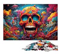 Mysterious Colorful Skull Jigsaws 1000 Pieces for Adults Difficult Puzzles for Adults Fun at Home Activities, Birthday Present, Travel Gifts 50x75CM/19.68x29.52inch