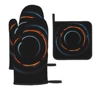 Mysterious Cosmic Black Holes Oven mittens and pot rack 3-piece set, kitchen oven mittens, suitable for cooking, outdoor grilling, etc.