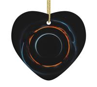 Mysterious Cosmic Black Holes Printed Heart-Shaped Ornaments, Ceramic Christmas Ornaments, Suitable for Holiday Parties, Souvenirs.