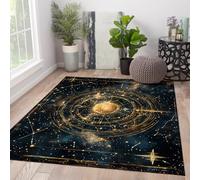 Mysterious Cosmic Celestial Art 180x270cm Area Rug Abstract Retro Washable Rugs Soft Non Slip Thin Low Pile Cozy Carpet for Nursery Bedroom Living Room