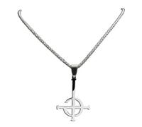 Mysterious Cross Ghost Destiny's Gate Key Pendant Necklace Punk Cross Ghoul Chain Ghost Band Reverse Satan Necklace, Stainless Steel