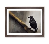 Mysterious Crow Bird H1022 Framed Print for Living Room Bedroom Home Office Décor, Wall Art Picture Ready to Hang, Walnut A4 Frame (34 x 25 cm)