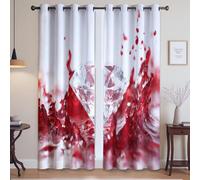 Mysterious Diamond Splash Drapes For Home Cinema - Machine Washable Polyester Eyelet Curtains, Red, W52 x L90(2 Panels) 132x228cm
