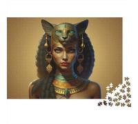 Mysterious Egyptian Cat Woman 1000 Pieces Jigsaw Puzzle for Adults Sturdy Paper Stress Relief Home Decor Egypt Themed Puzzle 38x26cm/1000pcs