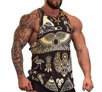 Mysterious Egyptian Pyramids And Sphinx Men's Tank Top Graphic Sleeveless Bodybuilding Tees Casual Beach T-Shirt Funny Gym Muscle
