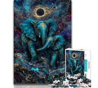 Mysterious Elephant JigsawPuzzle 1000 Pieces for Adults,Learning Educational Toys Family Games with Matching Poster And Trivia Sheet 50x75cm