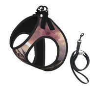 Mysterious Fantasy Fairy Tale Castle Print Adjustable Reflective Harness Leash Set For Cats, Dogs And Small Pets, Soft Breathable Mesh Walking Vest With Escape-Proof Lead
